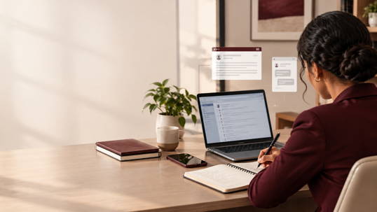 Women sitting at her desk using the computer