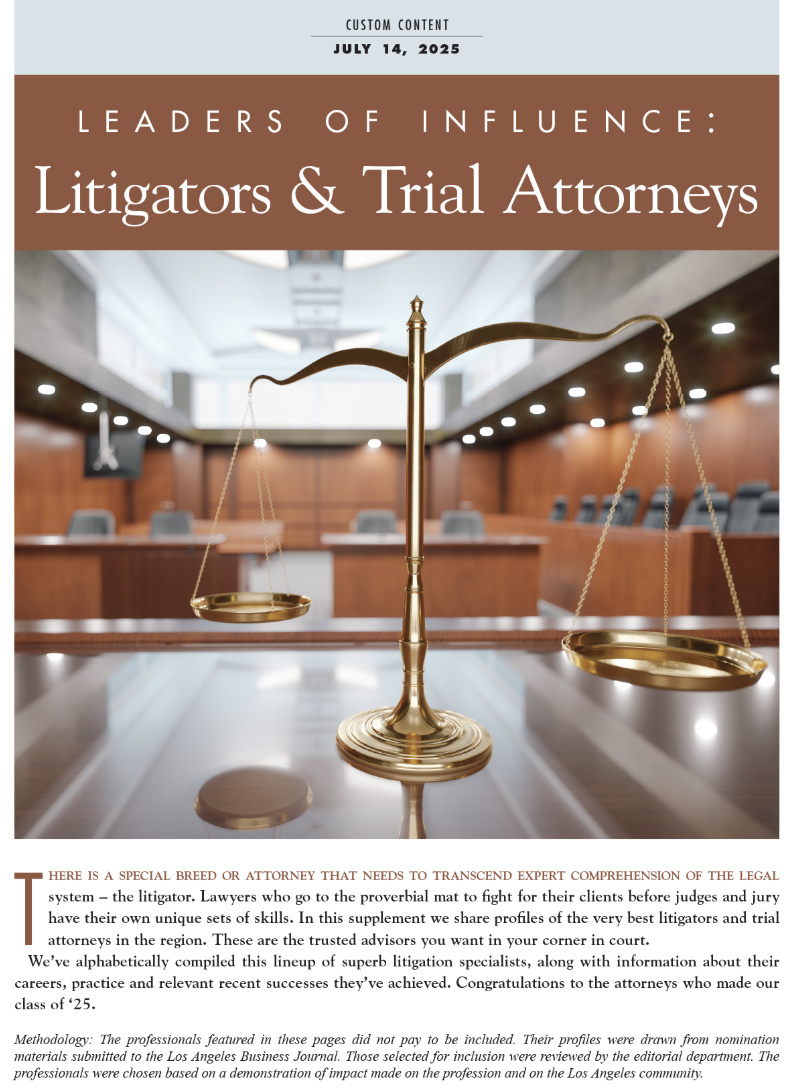 LABJ 2026 Leaders of Influence: Litigators & Trial Attorneys (Josh White)