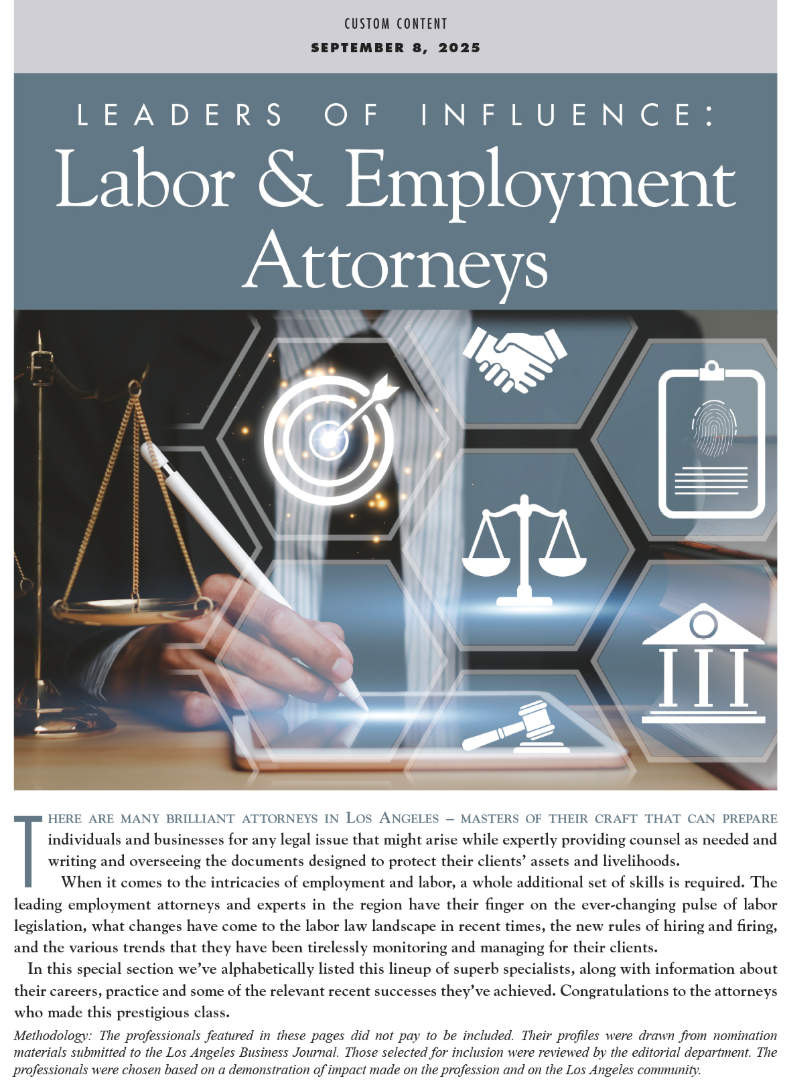 LABJ 2026 Leaders of Influence: Labor & Employment Attorneys (Josh White)